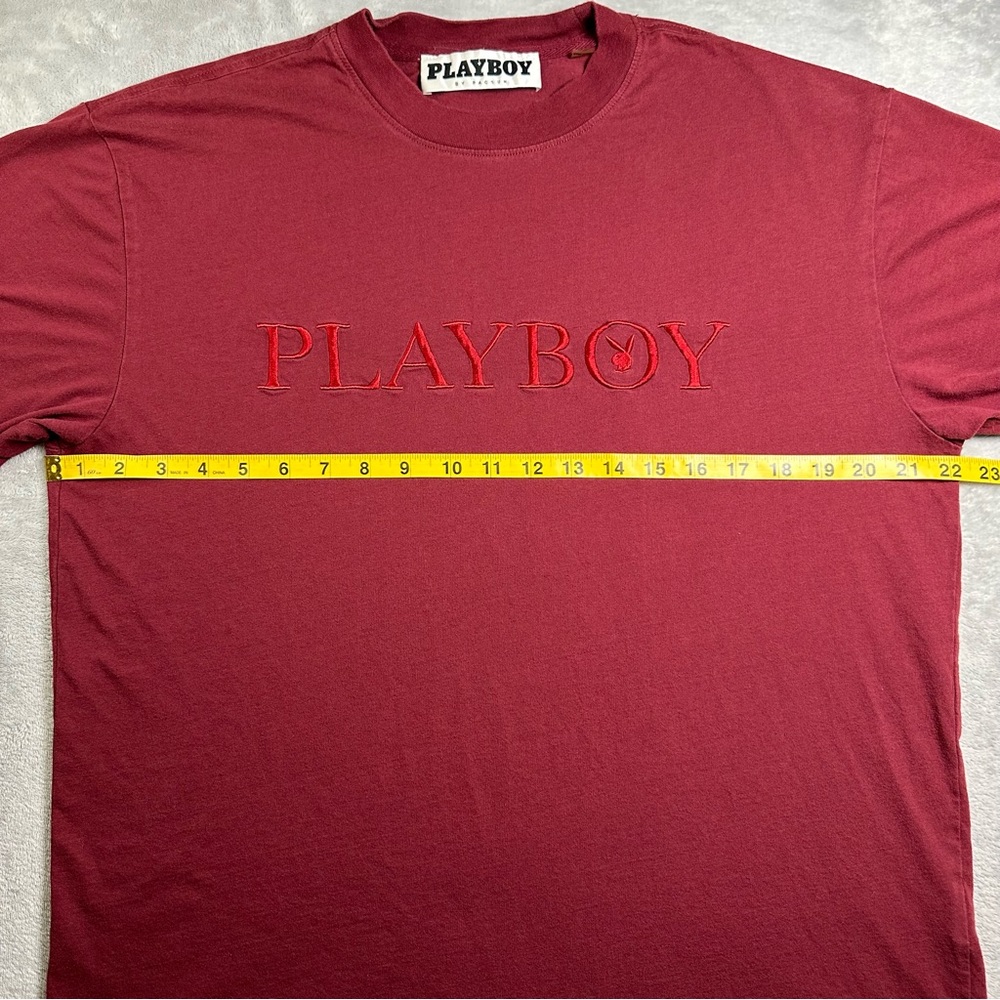 Playboy x PacSun Red Tee Men’s M Embroidered Logo Streetwear Collab - Picture 3 of 9